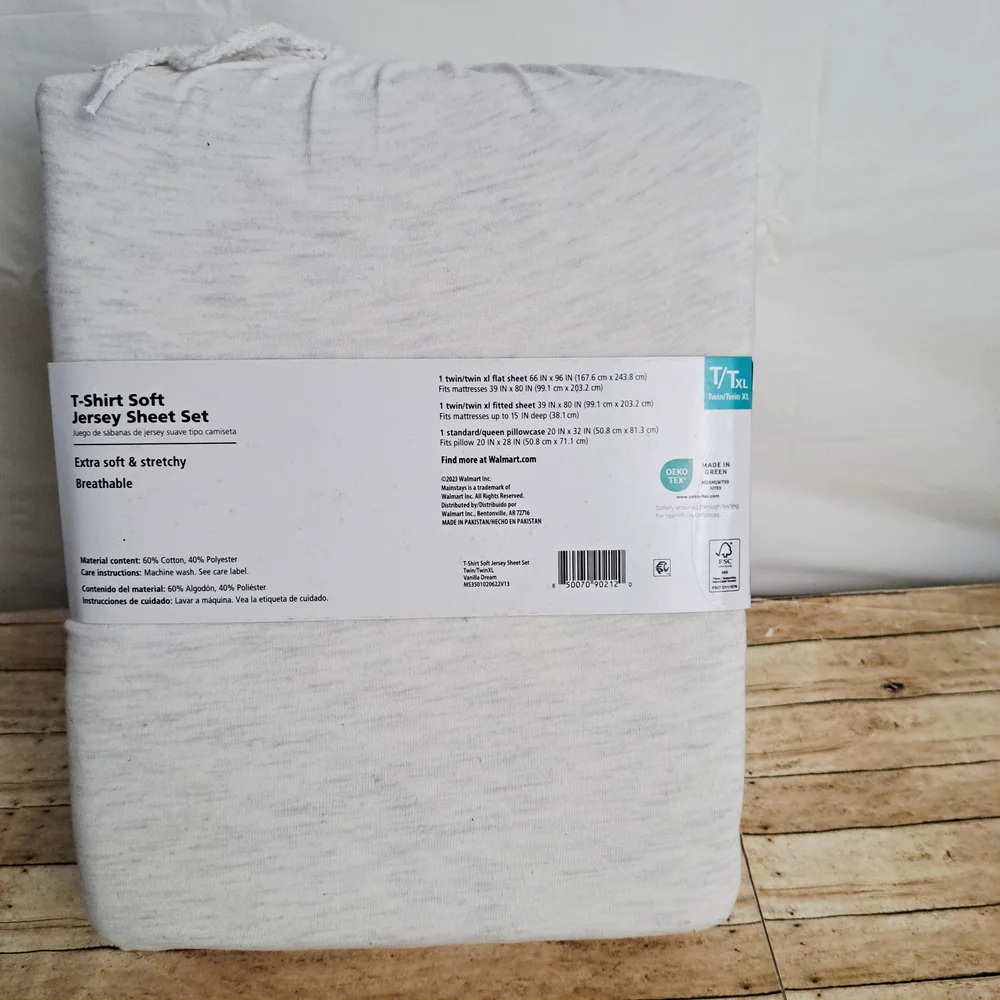 Mainstays White T-Shirt Soft Jersey Twin/Twin Xl Sheet Set
